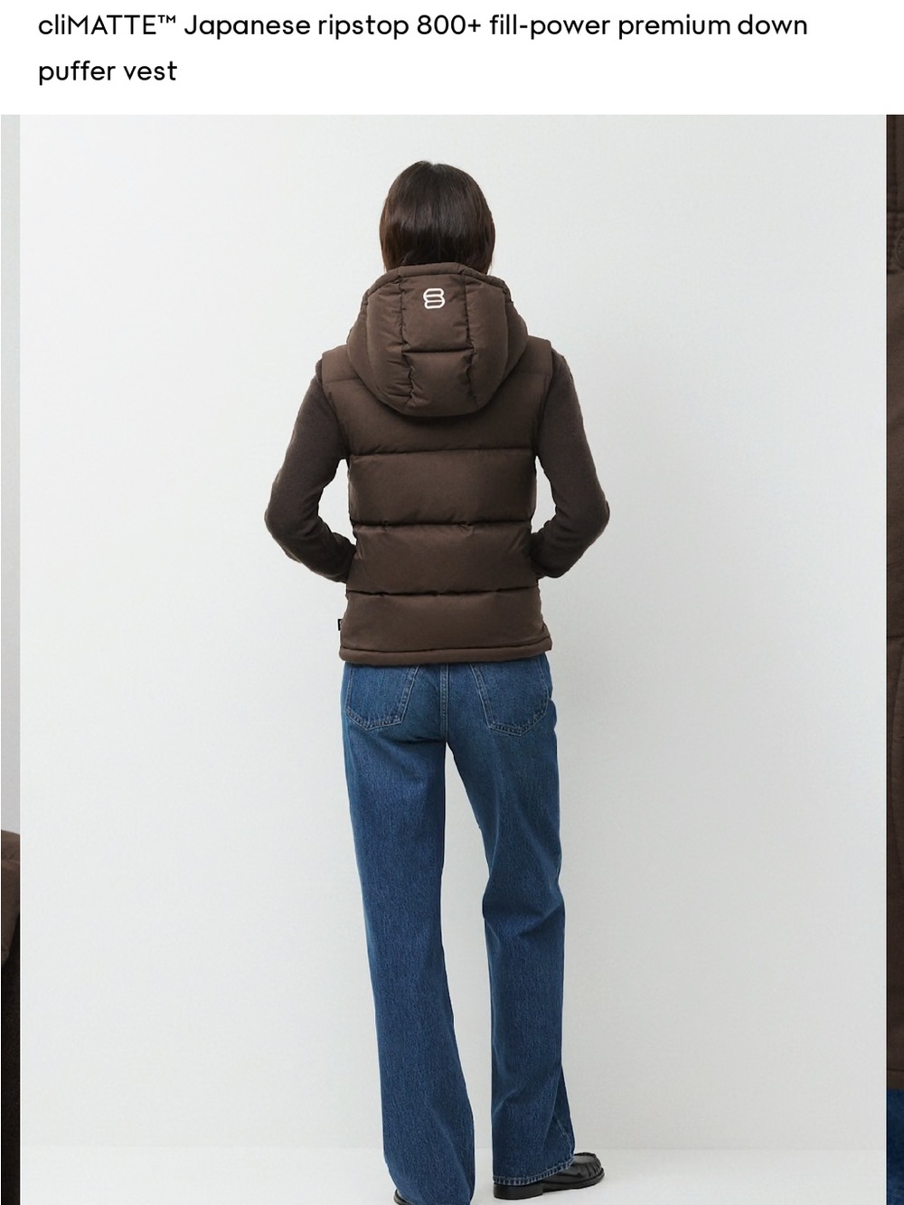 Aritzia Brown Hooded Puffer Vest - Picture 3 of 7